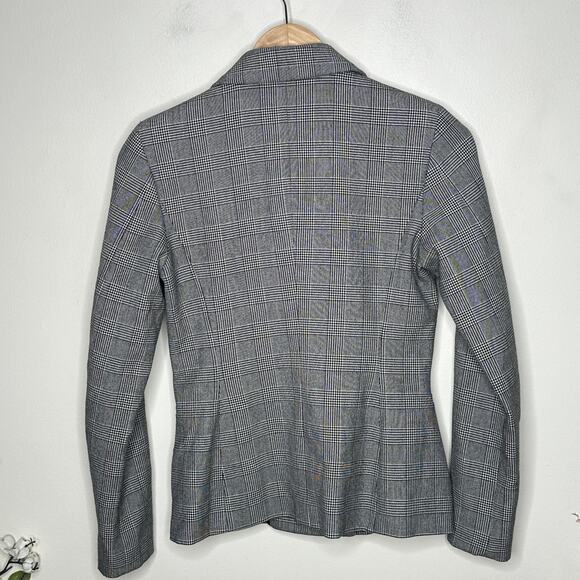 EMME MARELLA Micro Houndstooth Double Breasted Blazer Black White Sz 2 $268 {V4} - Picture 3 of 5